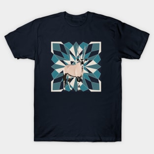 Oryx Antelope From Africa Blue Geometric Background T-Shirt